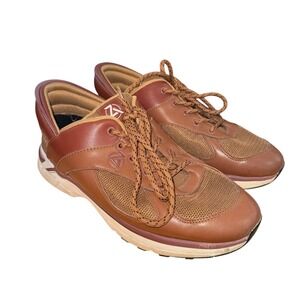 Zeba Hands Jet Free SlipIn Walking Sneakers Brown Leather Athletic Shoes Mens 11